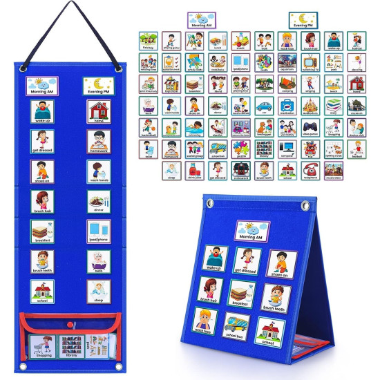 Aboto Visual Schedule Planner, Daily Routine Planner for Kids with 70 Visual Cards