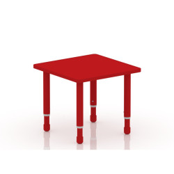 Square Wooden Table Size: 60*60 cm with Multi-Height Legs 55*75 cm - Red Color