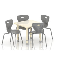 Square Wooden Table Size : 60*60 cm with Multi Height Legs 55*75 cm - Wooden Color