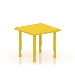 Square Wooden Table Size: 60*60 cm with Multi-Height Legs 55*75 cm - Yellow Color