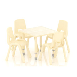 Square Wooden Table Size : 60*60 cm with Multi Height Legs 55*75 cm - Wooden Color