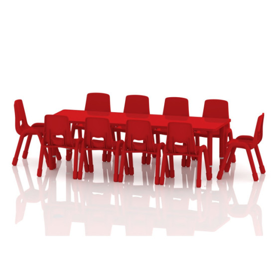 طاولة مستطيل خشب مقاس: 180*60 سم بأرجل متعددة الارتفاعات 55-75 سم - لون احمر