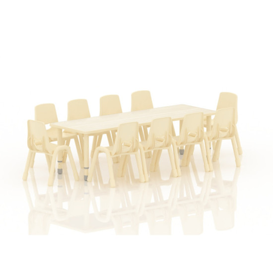 طاولة مستطيل خشب مقاس: 180*60 سم بأرجل متعددة الارتفاعات 55-75 سم - لون خشبي