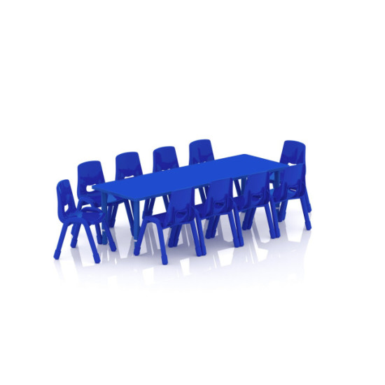 طاولة مستطيل خشب مقاس: 180*60 سم بأرجل متعددة الارتفاعات 55-75 سم - لون ازرق