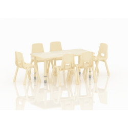 Rectangular Wood Table Size : 120*60 cm with Multi Height Legs 55*75 cm - Wooden Color