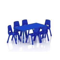 Rectangular Wood Table Size : 120*60 cm with Multi Legs 55*75 cm - Blue Color