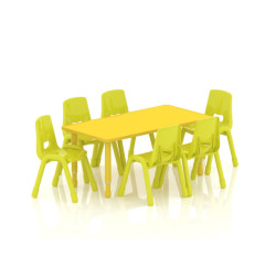 Rectangular Wood Table Size : 120*60 cm With Multi Legs 55*75 cm - Yellow Color