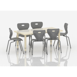 Rectangular Wood Table Size : 120*60 cm with Multi Height Legs 55*75 cm - Wooden Color