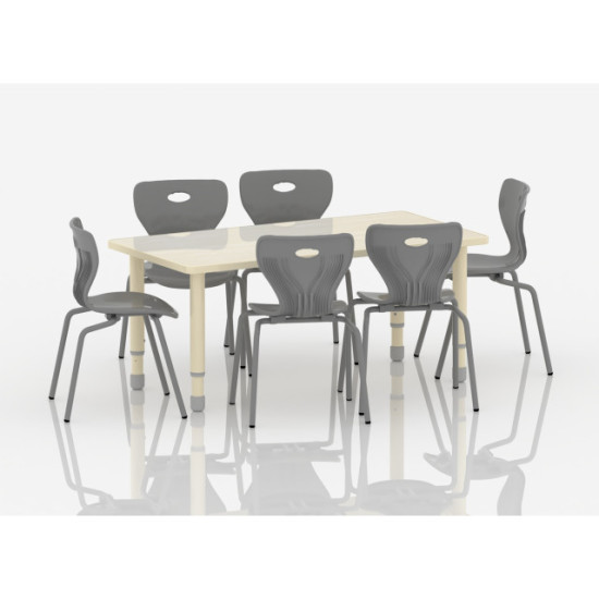 طاولة مستطيل خشب مقاس : 120*60 سم بأرجل متعددة الارتفاعات 55*75 سم - لون خشبي