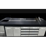 بنش معمل مختبرات خشب مستطيل مع خزانات خدمه من الجهتين + مدخل جانبي للصيانه + خدمات الكهرباء والماء هيكل حديد سطح فينو ليك  المقاوم بنش معمل مختبرات خشب مستطيل مع خزانات خدمه من الجهتين + مدخل جانبي للصيانه + خدمات الكهرباء والماء هيكل حديد سطح فينو ليك  المقاوم