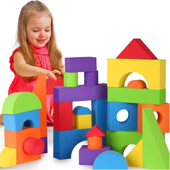30 Piece Jumbo Foam Building Blocks Set for Kids