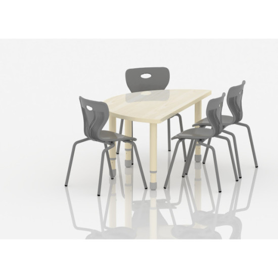 طاولة نصف دائرة خشب - مقاس :120*60سم ارجل حديد متغير من 55-75سم