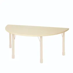 Wooden semi-circular table with iron legs, size: 120*60*52 cm
