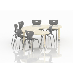 Crescent Table Wood Size 180*120 cm With Multi Height Legs 55-75 cm - Wooden Color