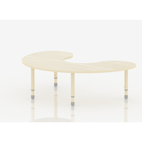 Crescent Table Wood Size 180*120 cm With Multi Height Legs 55-75 cm - Wooden Color