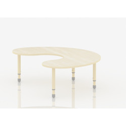 Crescent Table Wood Size 180*120 cm With Multi Height Legs 55-75 cm - Wooden Color