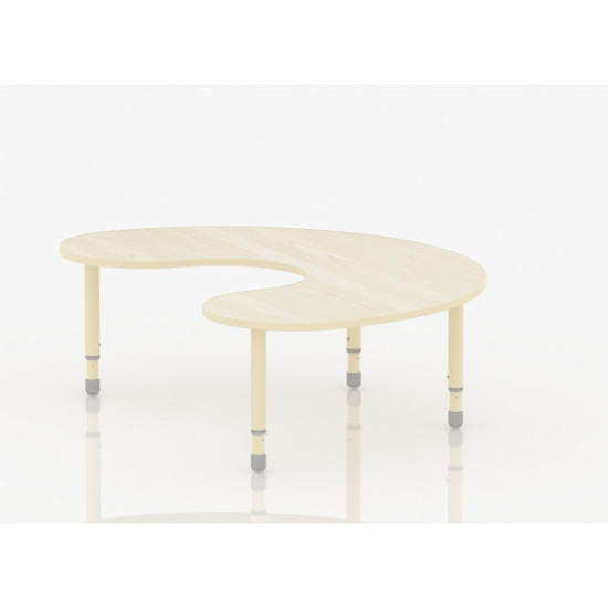 Crescent Table Wood Size 180*120 cm With Multi Height Legs 55-75 cm - Wooden Color