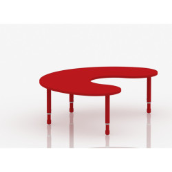 Crescent Table Wood Size 180*120 cm With Multi Height Legs 55-75 cm - Red Color