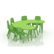 Crescent Wood Table Size 180*120 cm With Multi Height Legs 55-75 cm - Green Color