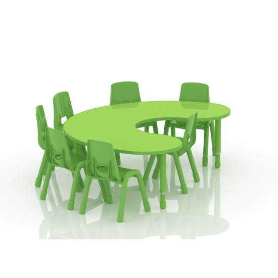 Crescent Wood Table Size 180*120 cm With Multi Height Legs 55-75 cm - Green Color