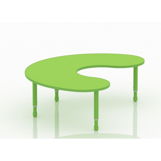 Crescent Wood Table Size 180*120 cm With Multi Height Legs 55-75 cm - Green Color