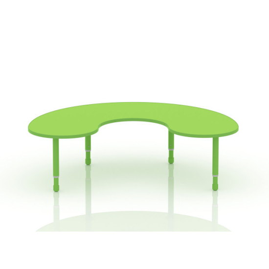 Crescent Wood Table Size 180*120 cm With Multi Height Legs 55-75 cm - Green Color