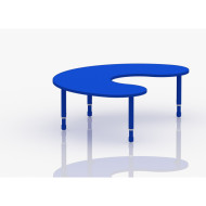 Crescent Wood Table Size 180*120 cm With Multi Height Legs 55-75 cm - Blue Color
