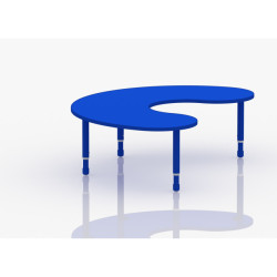 Crescent Wood Table Size 180*120 cm With Multi Height Legs 55-75 cm - Blue Color