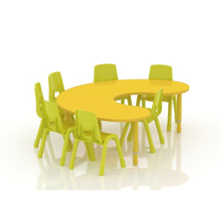 Crescent Table 180*120 cm With Multi Height Legs 55-75 cm - Yellow